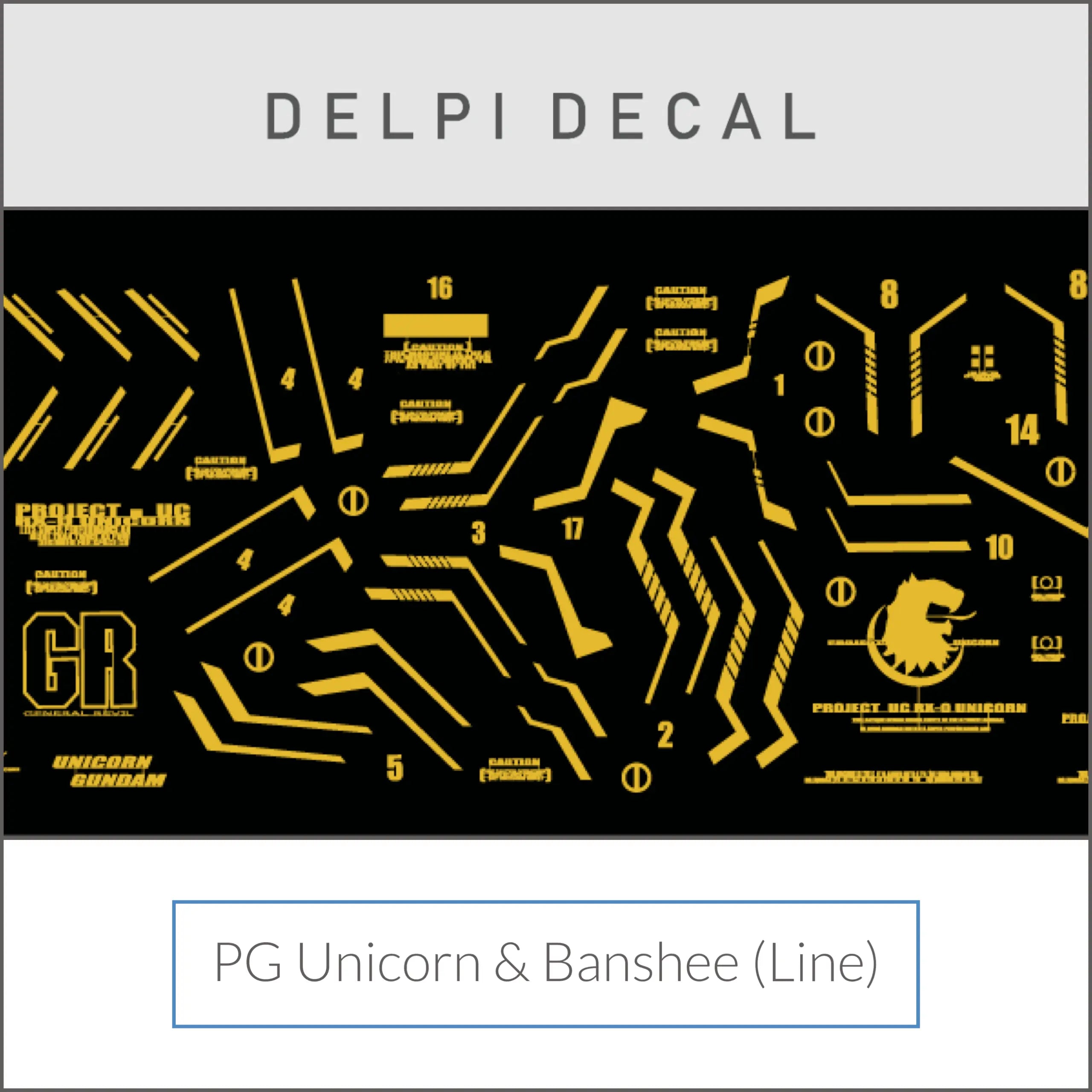 Delpi Metal Sticker (สติกเกอร์โลหะ) PG Unicorn & Banshee (LINE) Gundam Delpi Decal