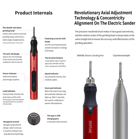 Portable Electric Sanding Pen By DSPIAE เครื่องขัด/เจียร ไฟฟ้าไร้สาย อเนกประสงค์ Dspiae