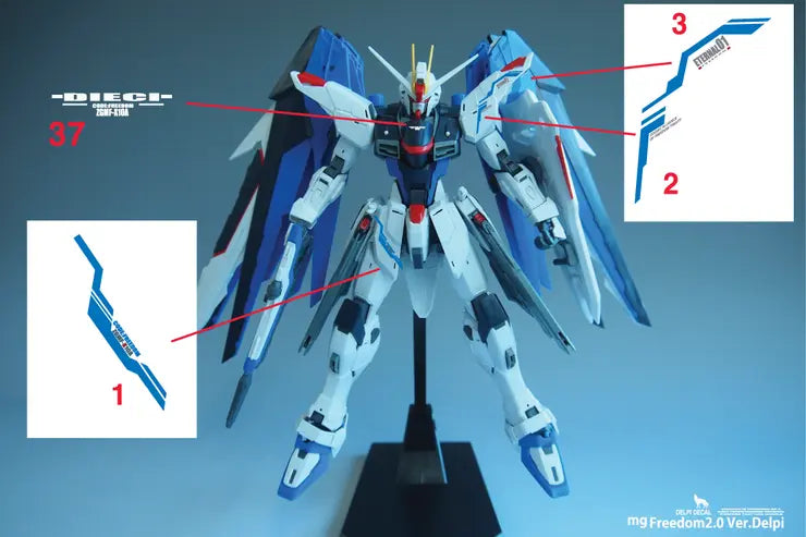 Delpi Metal Sticker (สติกเกอร์โลหะ) MG Freedom 2.0 Gundam (Silver) Delpi Decal