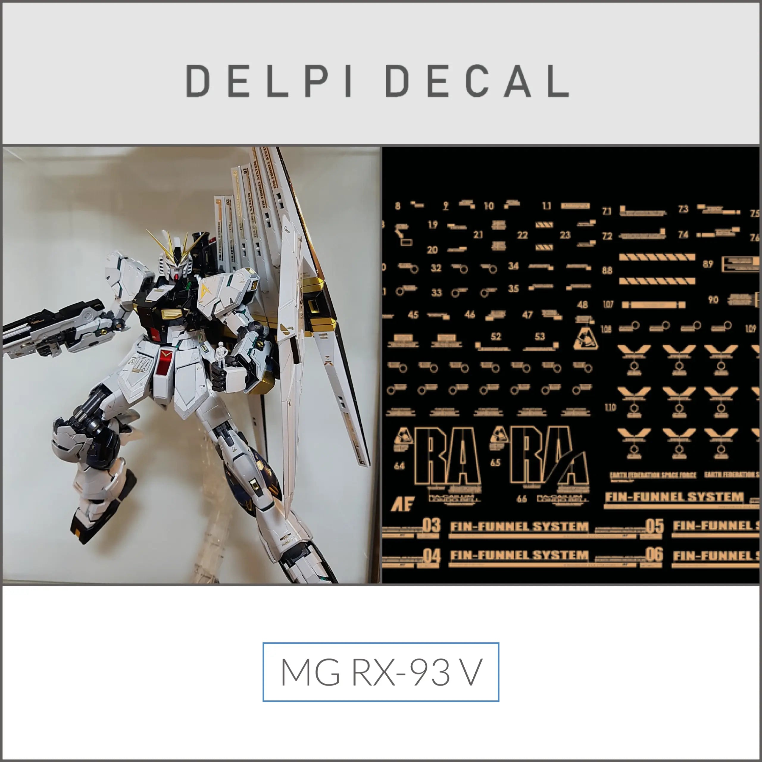 Delpi Metal Sticker (สติกเกอร์โลหะ) MG RX-93 V Gundam Ver.Ka (Gold) Delpi Decal