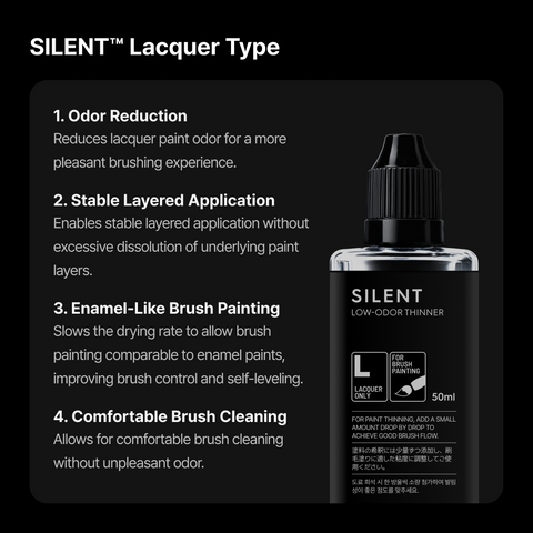 GUNPRIMER SILENT ทินเนอร์สูตรกลิ่นอ่อน สำหรับงานพู่กัน Low-Odor Brush Thinner Gunprimer