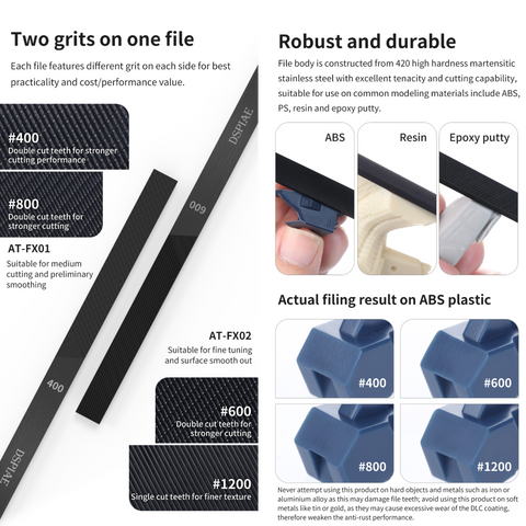 (New) DSPIAE ตะไบโมเดลสแตนเลสเคลือบคาร์บอน DLC Coated Stainless Steel File