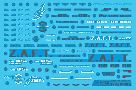 Delpi Water Decal (ดิแคลน้ำ) MG Impulse (Force , Sword , Blast) Gundam Delpi Decal