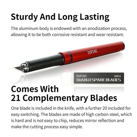 Aluminum Alloy Craft Knife By DSPIAE มีดอาร์ทไนฟ์ ด้ามอลูมิเนียม พร้อมใบมีด รุ่น DK-1 Dspiae