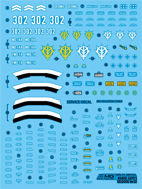 Delpi Water Decal (ดิแคลน้ำ) MG Gelgoog Anavel Gato Delpi Decal