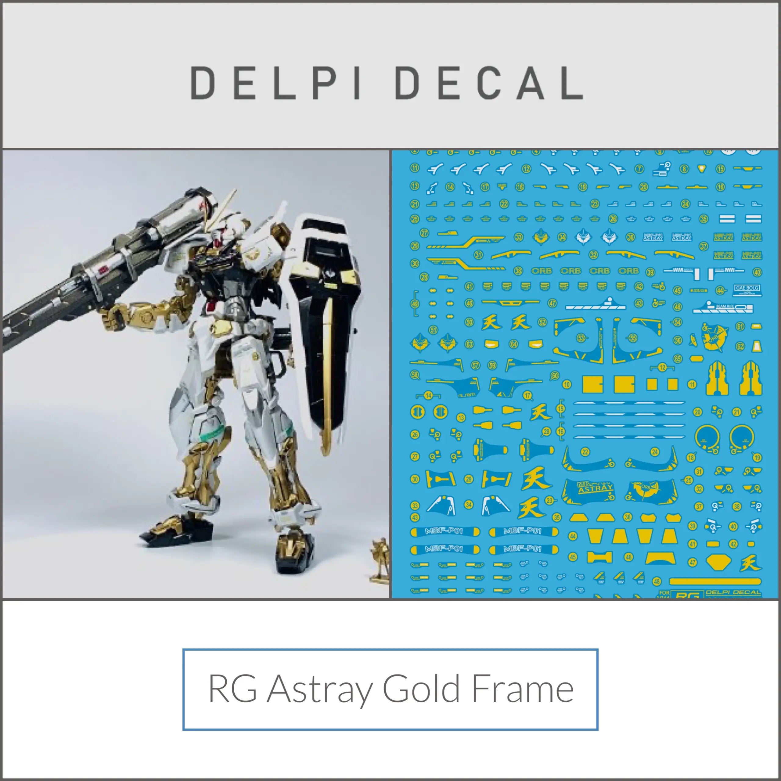 Delpi Water Decal (ดิแคลน้ำ) RG Astray Gold Frame Gundam (White Holo) Delpi Decal