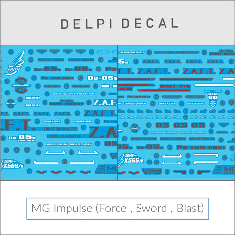 Delpi Water Decal (ดิแคลน้ำ) MG Impulse (Force , Sword , Blast) Gundam Delpi Decal