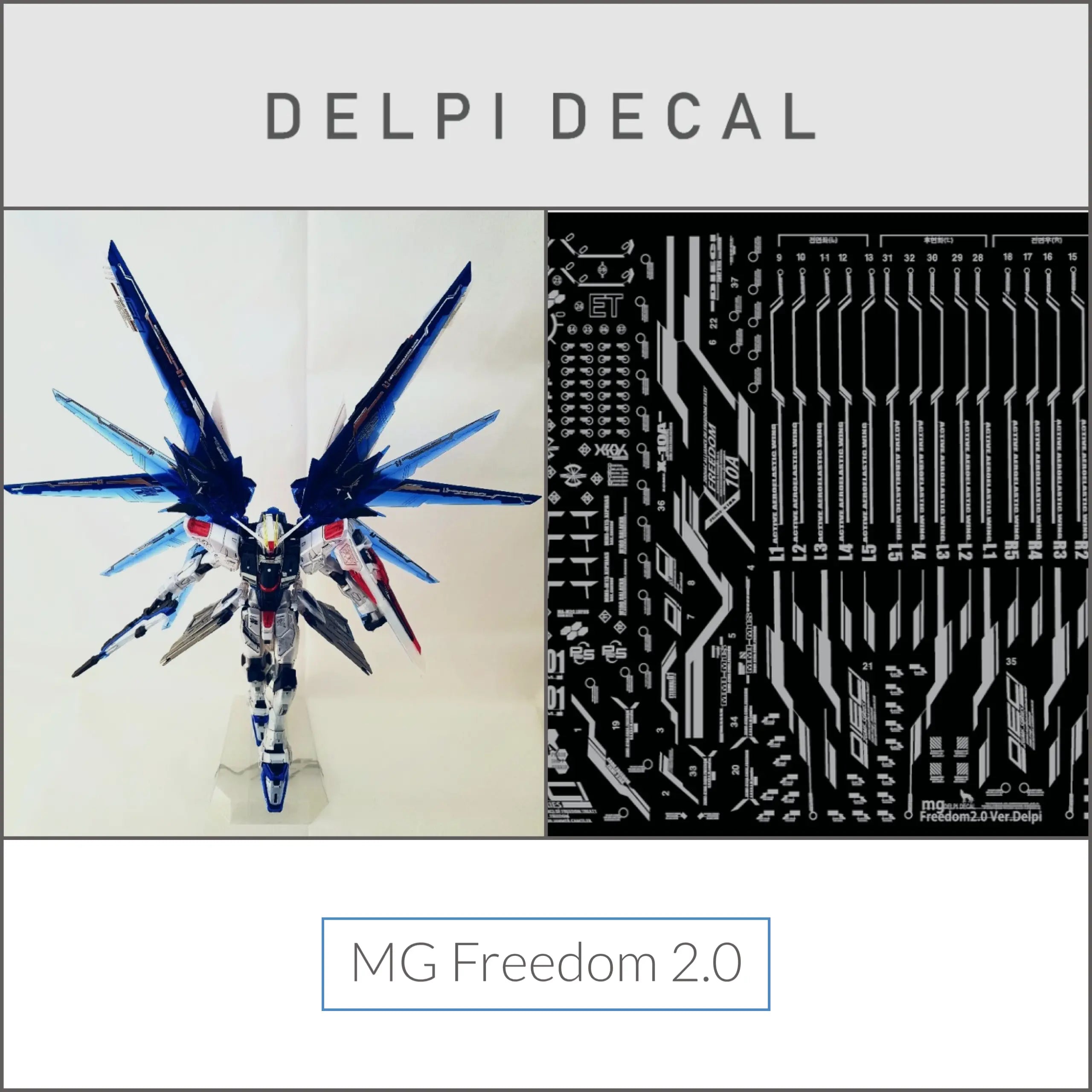 Delpi Metal Sticker (สติกเกอร์โลหะ) MG Freedom 2.0 Gundam (Silver) Delpi Decal