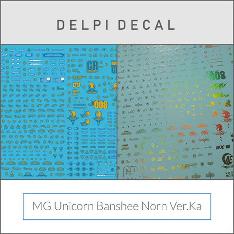 Delpi Water Decal (ดิแคลน้ำ) MG Unicorn Banshee Norn Ver.KA Gundam (White & Gold Holo) Delpi Decal