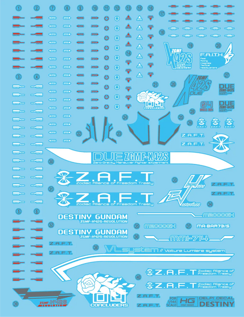 Delpi Water Decal (ดิแคลน้ำ) HG Destiny Gundam Delpi Decal