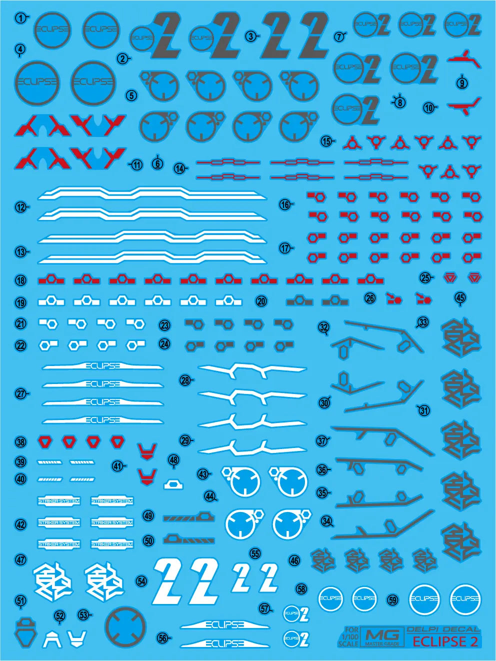 Delpi Water Decal (ดิแคลน้ำ) MG Eclipse 2 Gundam Delpi Decal