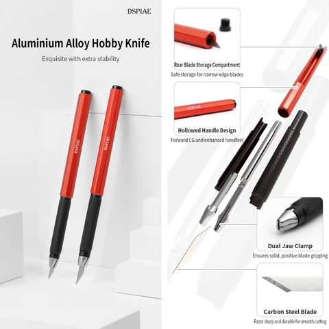 Aluminium Alloy Hobby Knife By DSPIAE มีดอาร์ทไนฟ์ ด้ามอลูมิเนียม พร้อมใบมีด รุ่น AT-DK Dspiae