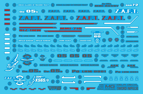 Delpi Water Decal (ดิแคลน้ำ) MG Impulse (Force , Sword , Blast) Gundam Delpi Decal