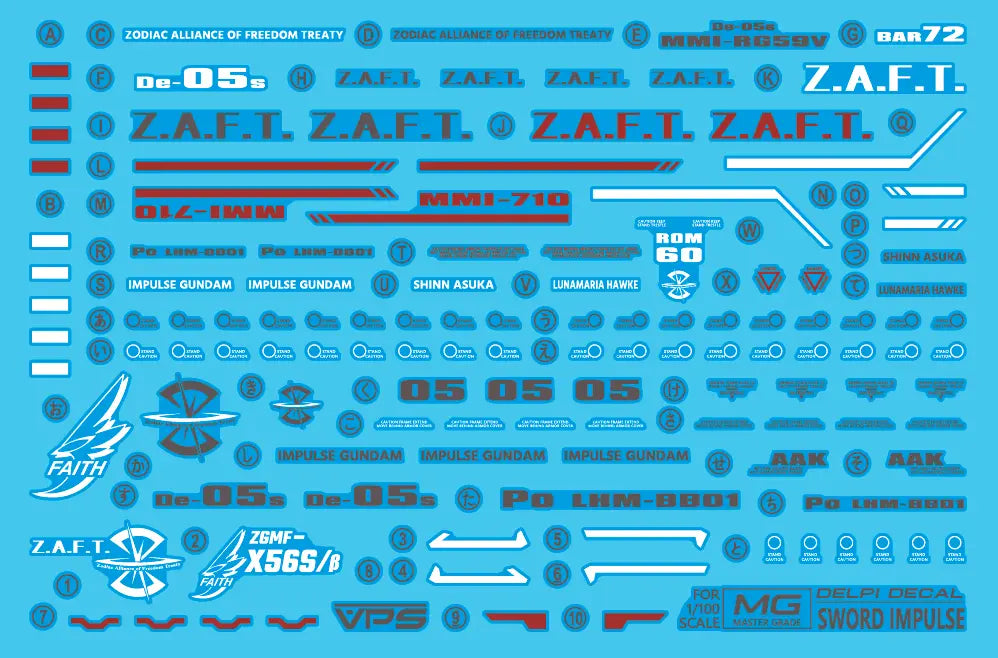 Delpi Water Decal (ดิแคลน้ำ) MG Impulse (Force , Sword , Blast) Gundam Delpi Decal