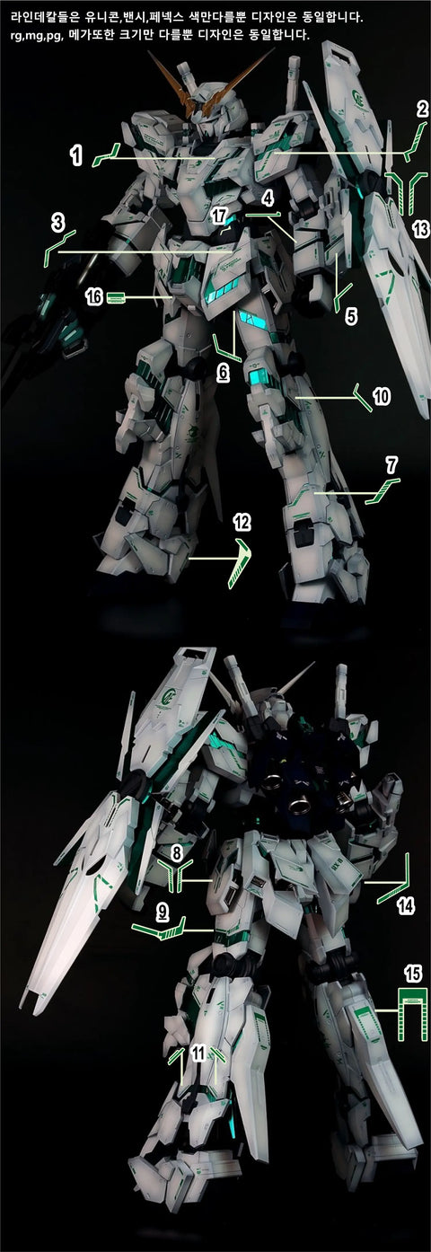 Delpi Metal Sticker (สติกเกอร์โลหะ) PG Unicorn & Banshee (LINE) Gundam Delpi Decal