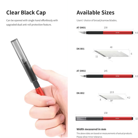 Aluminium Alloy Hobby Knife By DSPIAE มีดอาร์ทไนฟ์ ด้ามอลูมิเนียม พร้อมใบมีด รุ่น AT-DK Dspiae