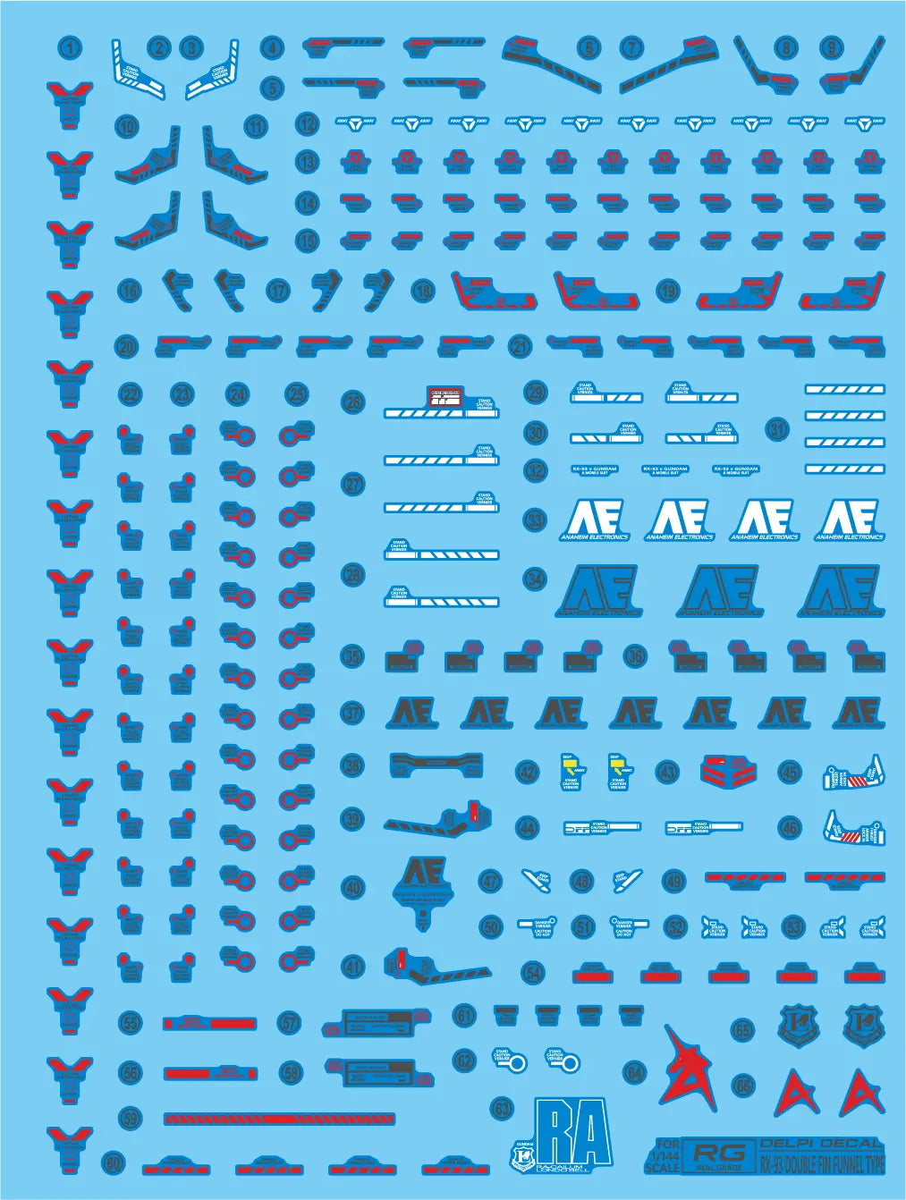Delpi Decal (ดีคอลน้ำ) RG RX-98V (Double Fin Funnel) Delpi Decal