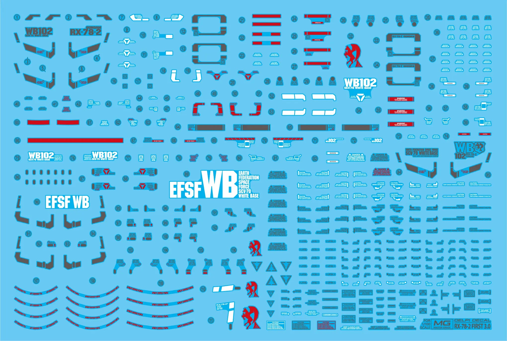 Delpi Water Decal (ดิแคลน้ำ) MG RX-78-2 Ver 3.0 Gundam Delpi Decal