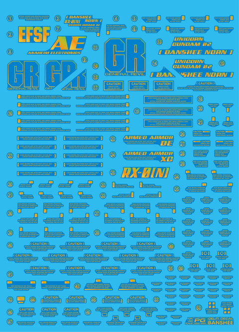 Delpi Decal (ดีคอลน้ำ) PG Unicorn Banshee Norn Delpi Decal
