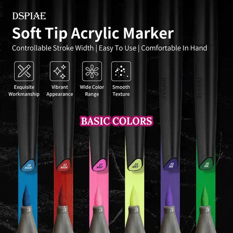 Soft Tip Acrylic Marker By DSPIAE ปากกาสี (Basic Colors) Dspiae