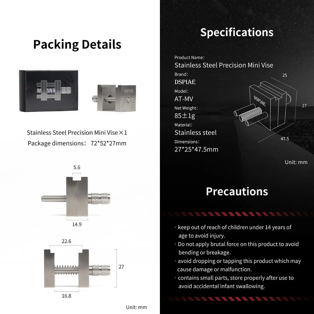 Stainless Steel Precision Mini Vise By DSPIAE แท่นจับชิ้นงานขนาดเล็ก Dspiae