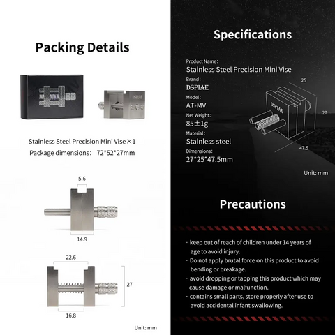 Stainless Steel Precision Mini Vise By DSPIAE แท่นจับชิ้นงานขนาดเล็ก Dspiae