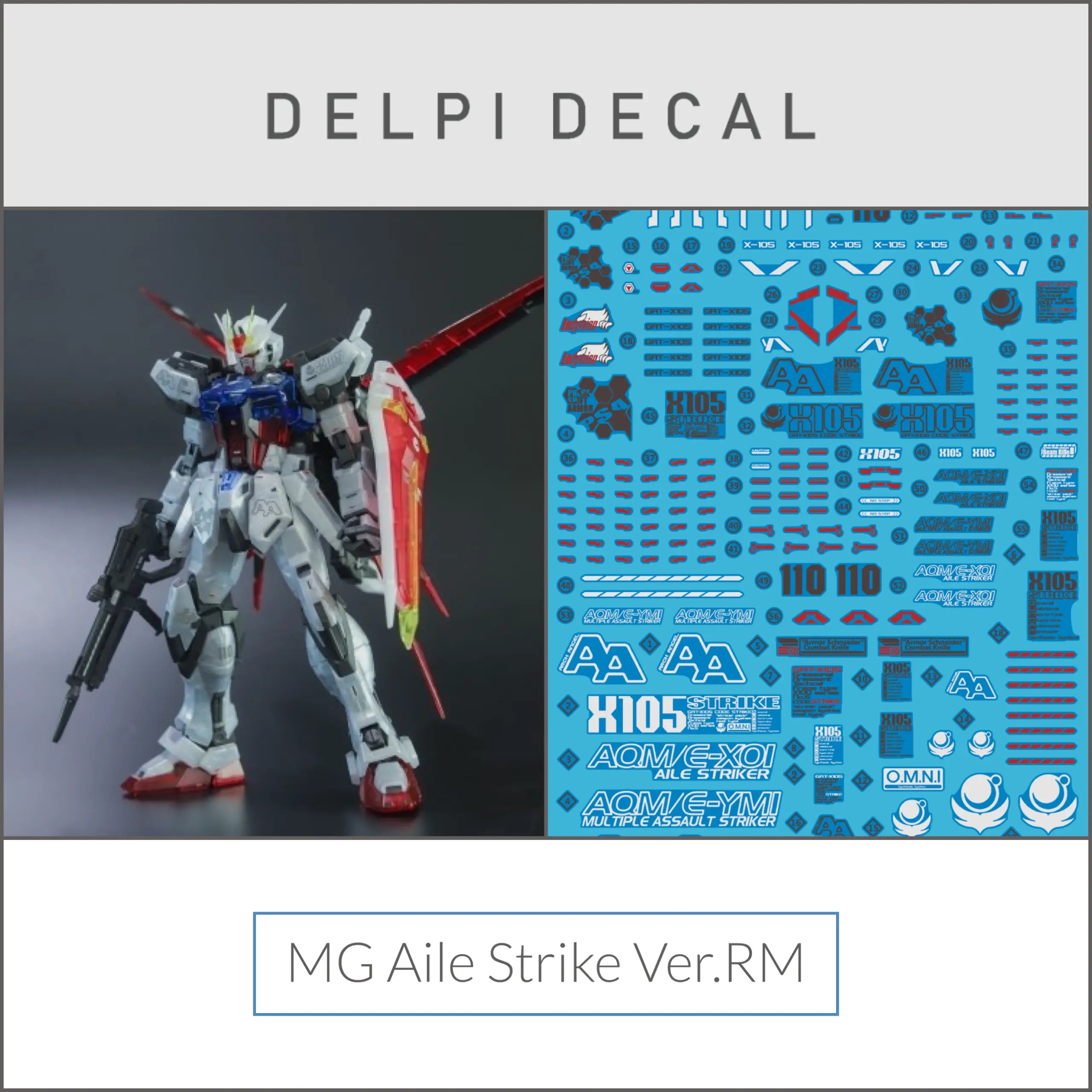 Delpi Water Decal (ดิแคลน้ำ) MG Aile Strike Ver. RM Gundam Delpi Decal