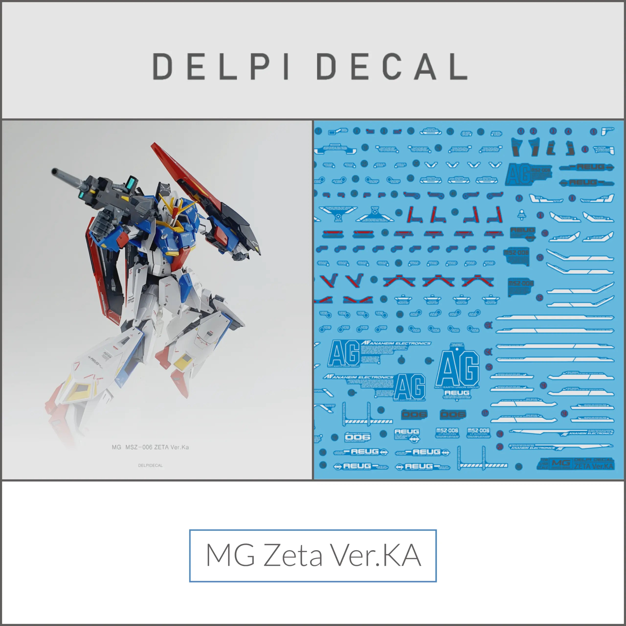 Delpi Water Decal (ดิแคลน้ำ) MG Zeta Ver.Ka Gundam Delpi Decal