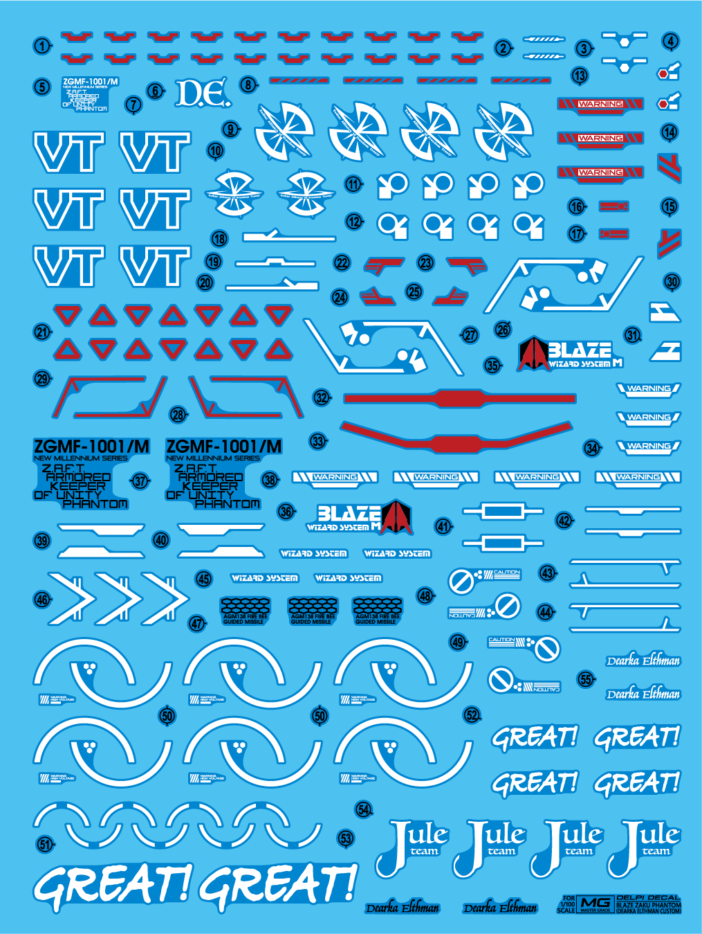 Delpi Decal (ดีคอลน้ำ) MG BLAZE ZAKU PHANTOM Delpi Decal
