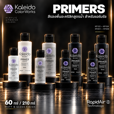 Kaleido ColorWorks สีรองพื้นอะคริลิกสูตรน้ำ Primer 60ml / 210ml (8 แบบ) Kaleido ColorWorks