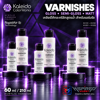 Kaleido ColorWorks น้ำยาเคลือบใสสูตรน้ำ Varnish 60ml และ 210ml (6 แบบ) Kaleido ColorWorks