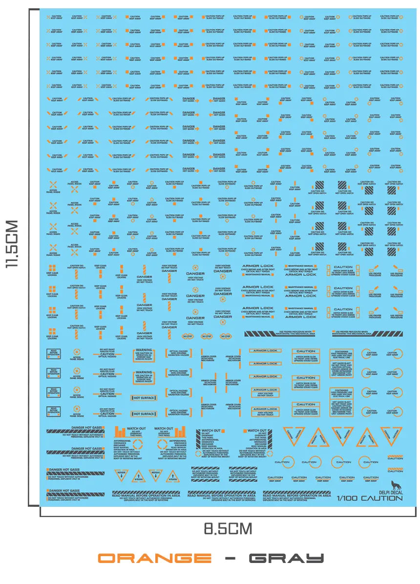 Delpi Water Decal (ดิแคลน้ำ) 1/100 Mechanical Caution Delpi Decal