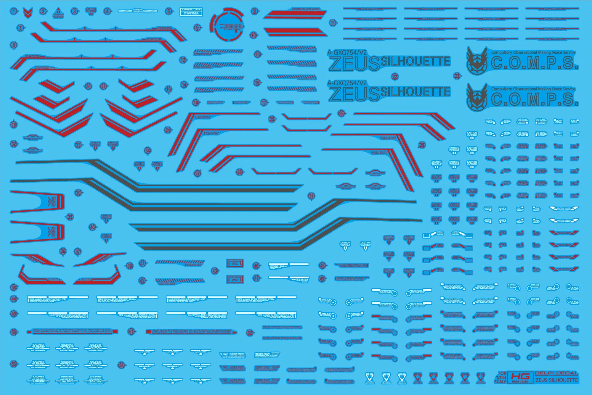 Delpi Water Decal (ดิแคลน้ำ) HG Zeus Silhouette Delpi Decal