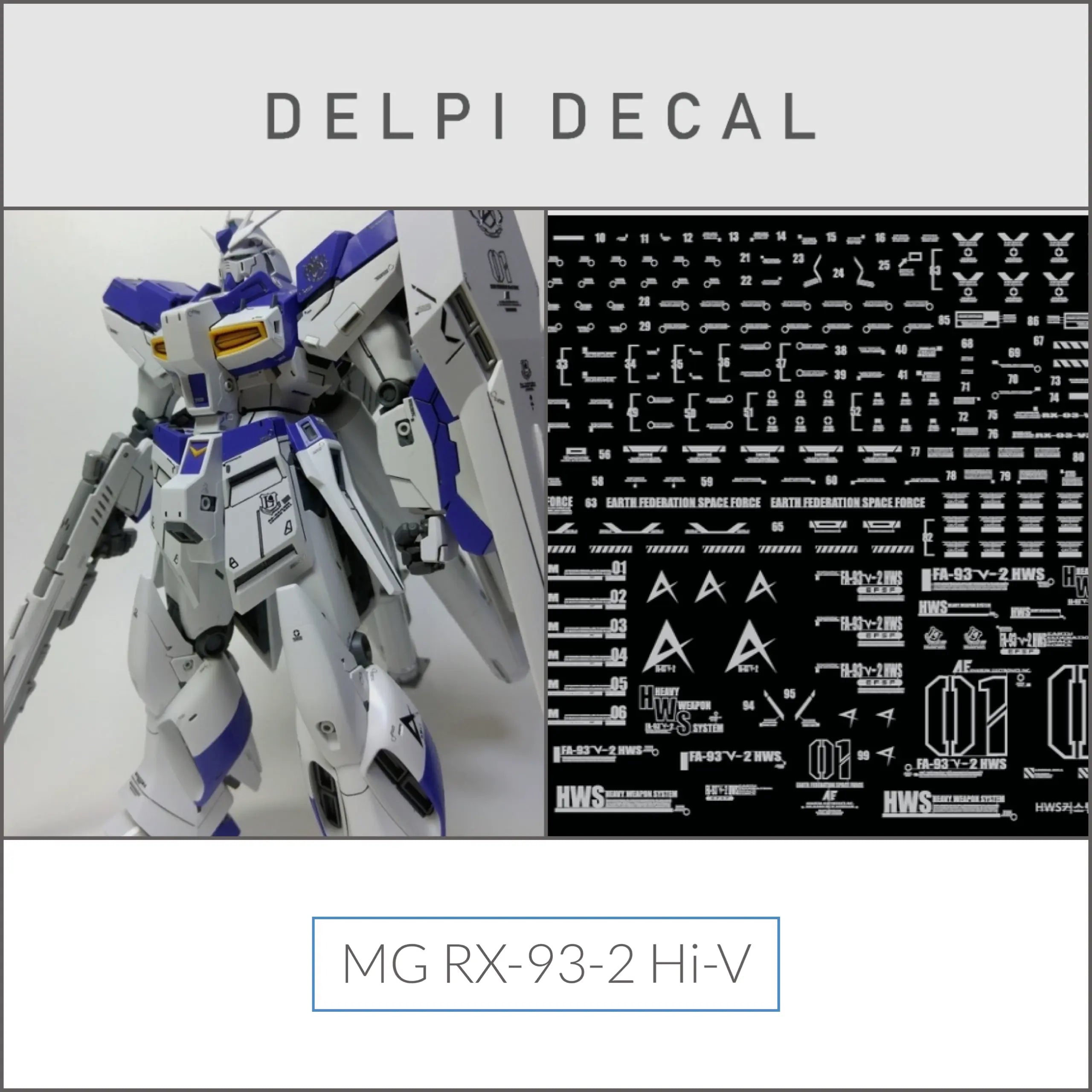 Delpi Metal Sticker (สติกเกอร์โลหะ) MG RX-93-2 Hi-V Gundam Ver.Ka (Silver) Delpi Decal
