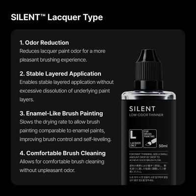 GUNPRIMER SILENT ทินเนอร์สูตรกลิ่นอ่อน สำหรับงานพู่กัน Low-Odor Brush Thinner Gunprimer