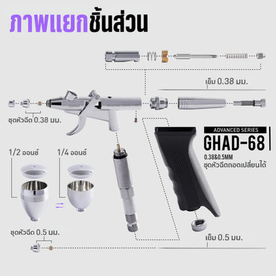GAAHLERI แอร์บรัช Advanced Series รุ่น GHAD-68 0.38 & 0.5mm GAAHLERI