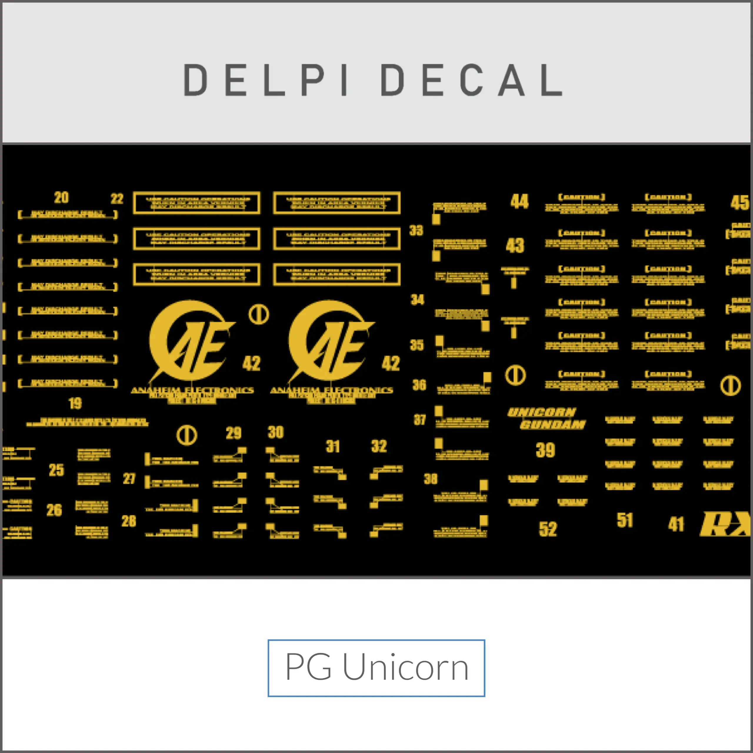 Delpi Metal Sticker (สติกเกอร์โลหะ) PG Unicorn Gundam Delpi Decal