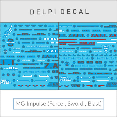 Delpi Water Decal (ดิแคลน้ำ) MG Impulse (Force , Sword , Blast) Gundam Delpi Decal
