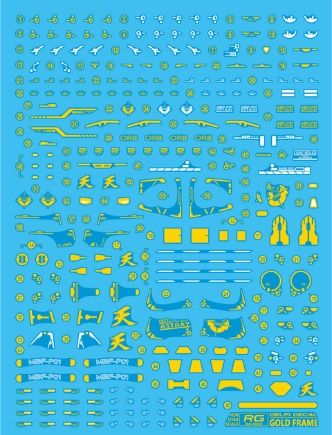 Delpi Water Decal (ดิแคลน้ำ) RG Astray Gold Frame Gundam (White Holo)