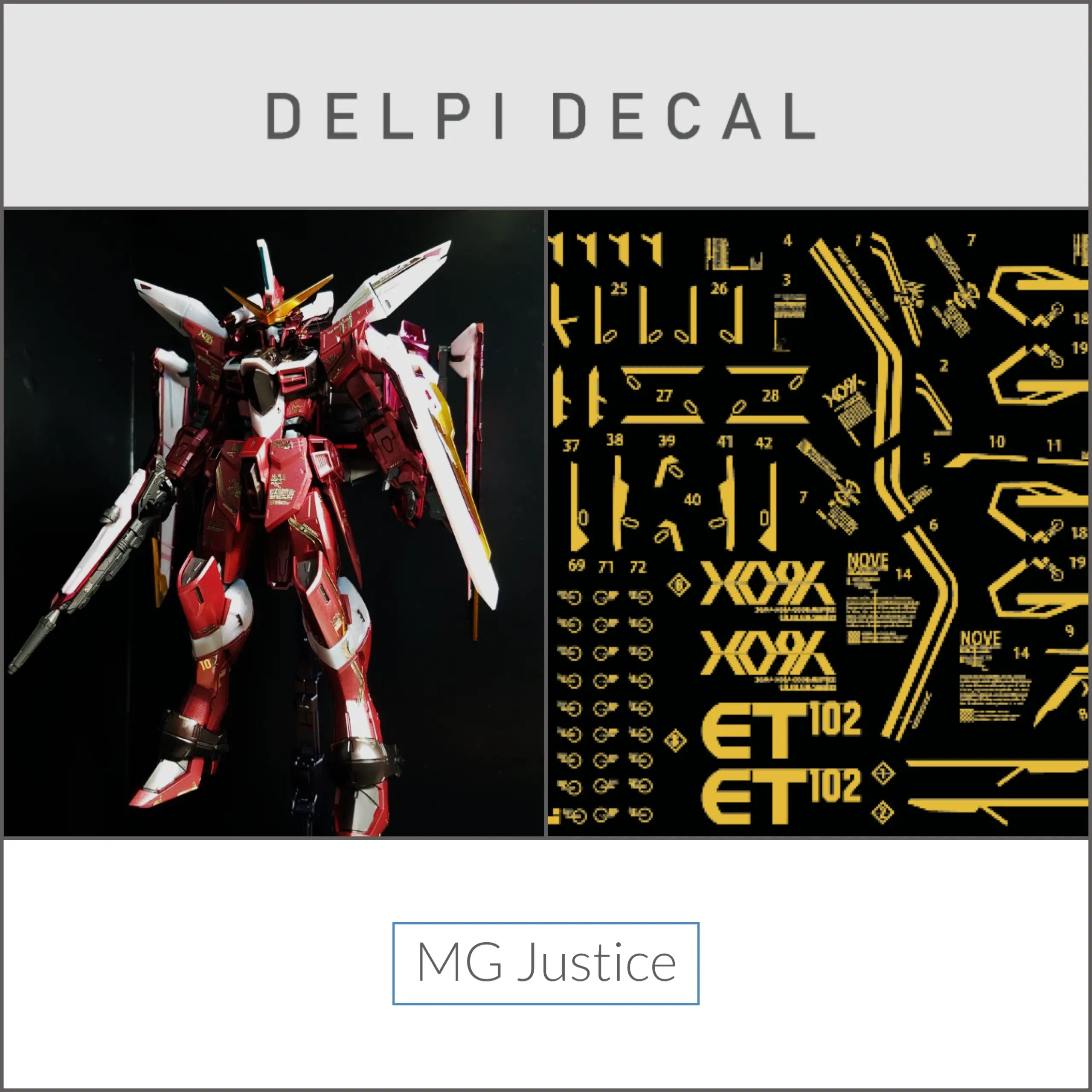 Delpi Metal Sticker (สติกเกอร์โลหะ) MG Justice Gundam (Gold) Delpi Decal