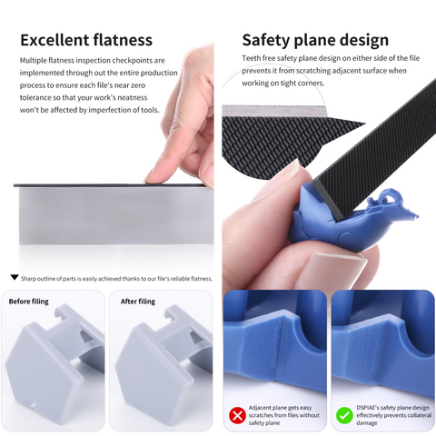 (New) DSPIAE ตะไบโมเดลสแตนเลสเคลือบคาร์บอน DLC Coated Stainless Steel File