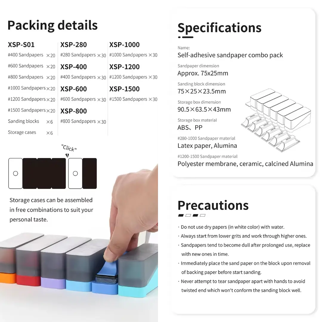 Combination of Self-adhesive Sandpaper By DSPIAE กระดาษทรายพร้อมด้ามจับ Dspiae