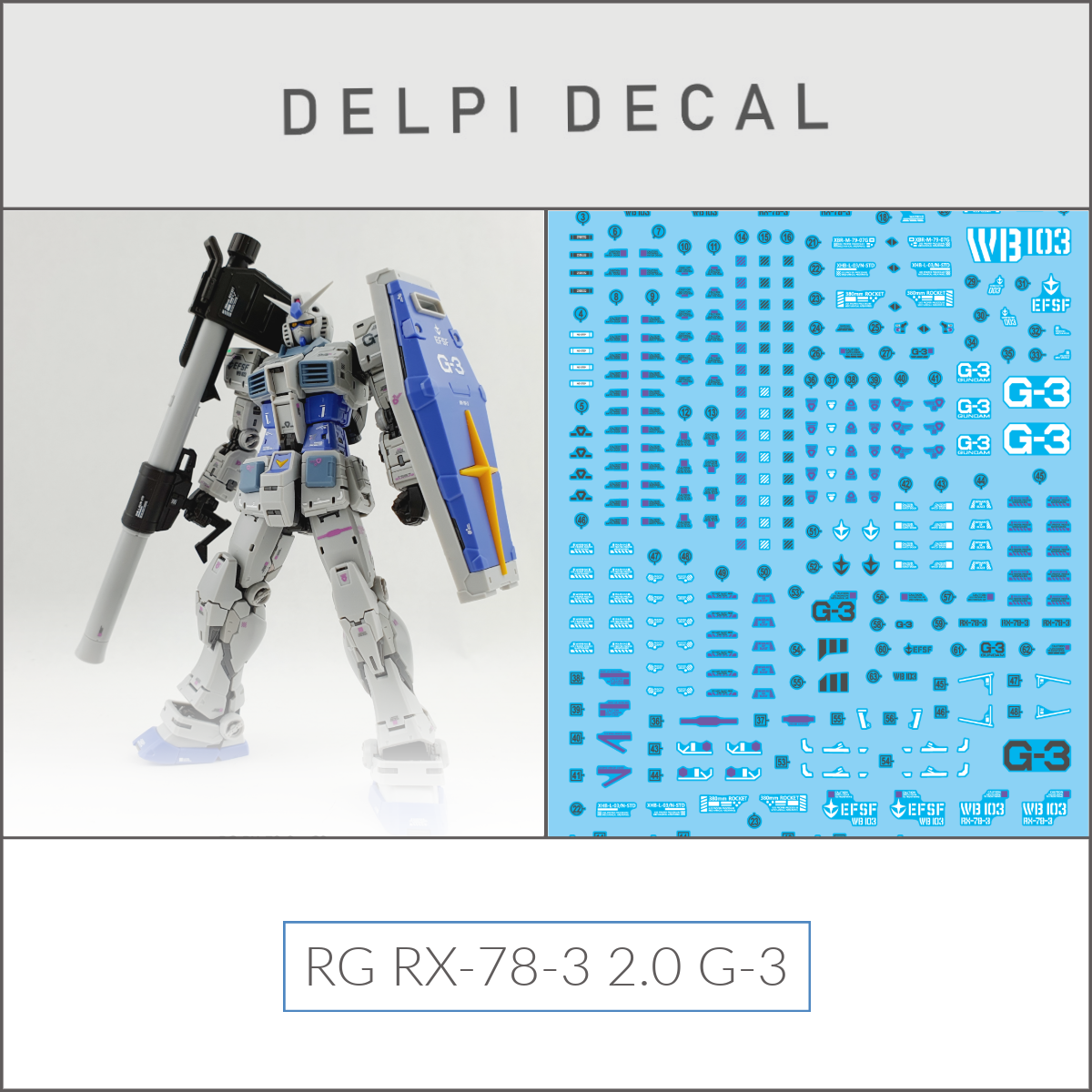 Delpi Decal (ดีคอลน้ำ) RG RX-78-3 2.0 G-3 Delpi Decal