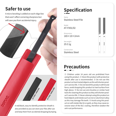 (New) DSPIAE ตะไบโมเดลสแตนเลสเคลือบคาร์บอน DLC Coated Stainless Steel File