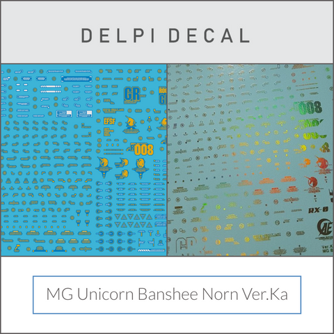 Delpi Water Decal (ดิแคลน้ำ) MG Unicorn Banshee Norn Ver.KA Gundam (White & Gold Holo)