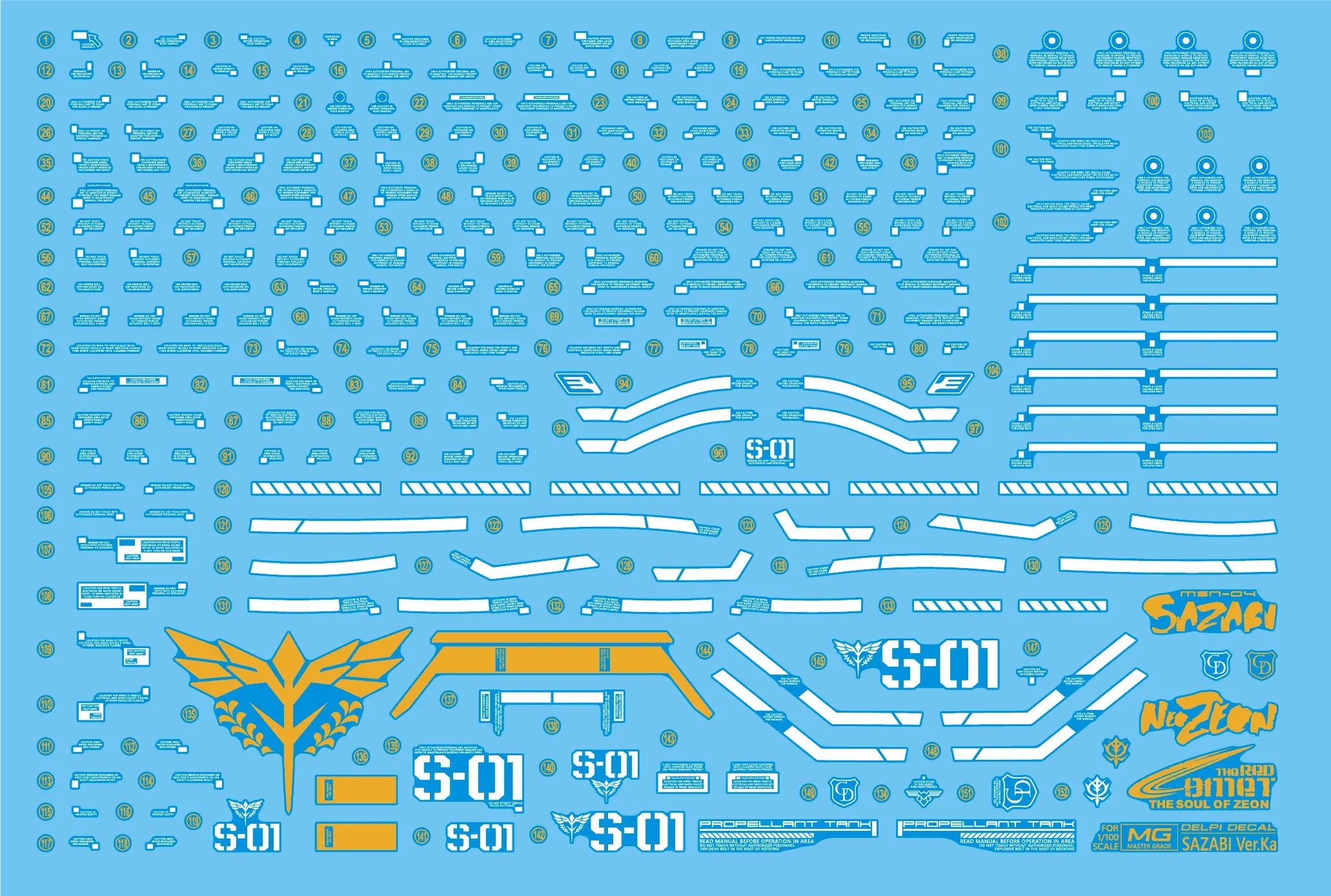 Delpi Water Decal (ดิแคลน้ำ) MG Sazabi Ver.Ka Delpi Decal