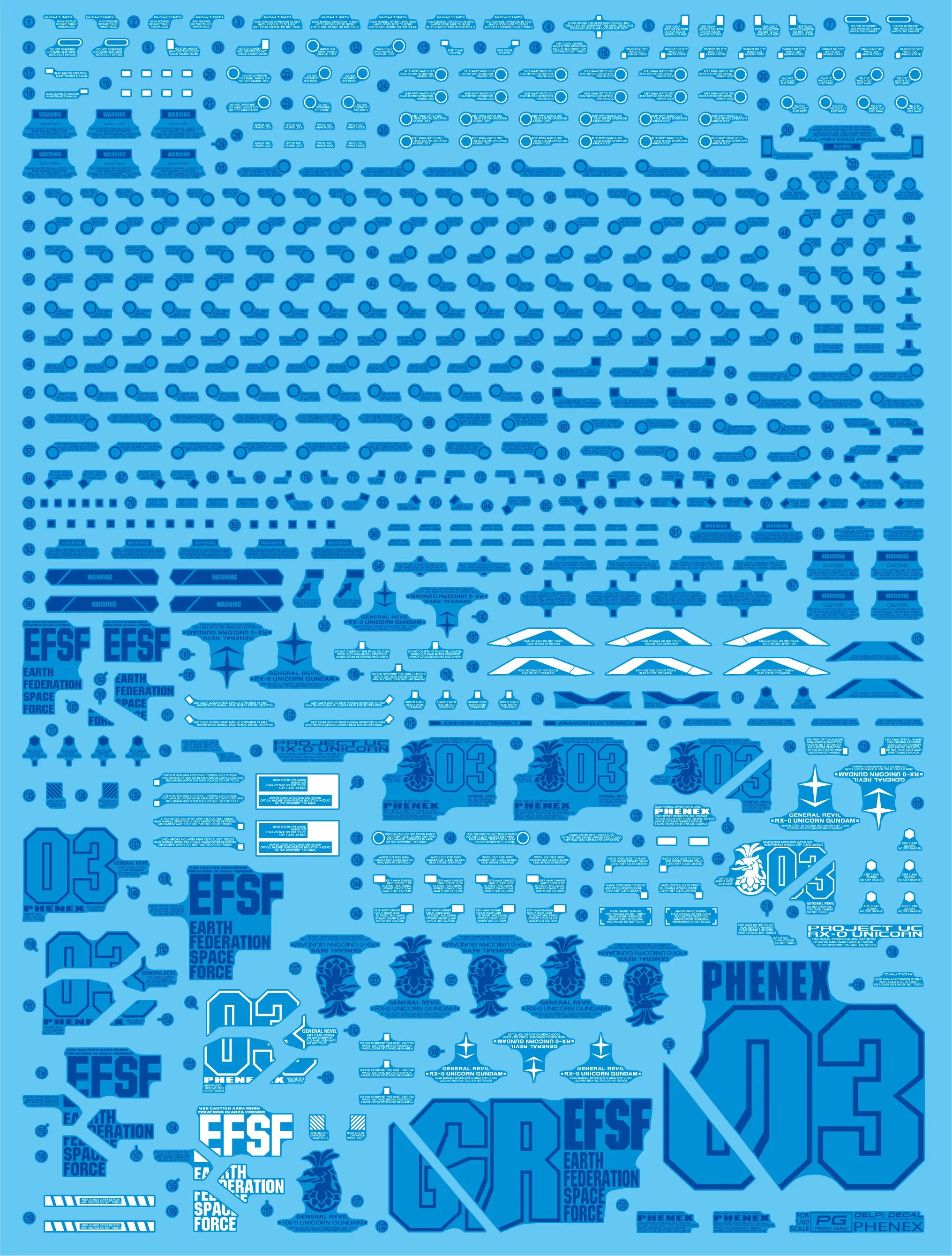 Delpi Water Decal (ดิแคลน้ำ) PG Unicorn Phenex Gundam (Delpi Custom) Delpi Decal