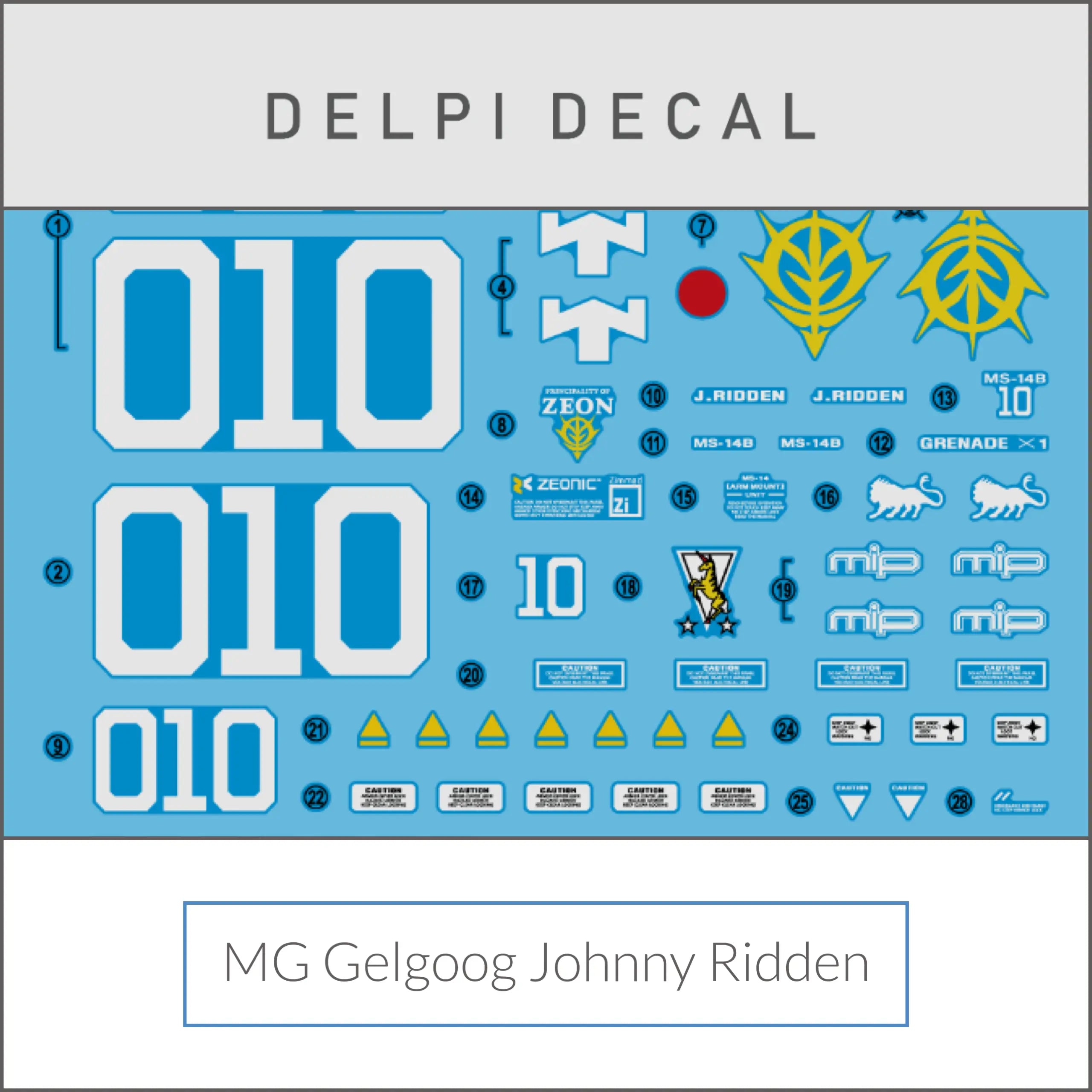 Delpi Water Decal (ดิแคลน้ำ) MG Gelgoog Johnny Ridden Delpi Decal