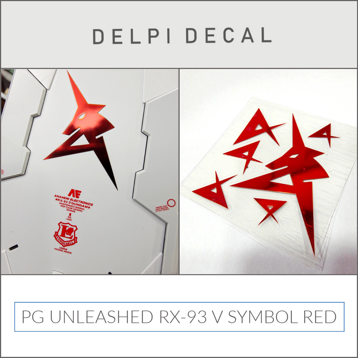 Delpi Decal (สติกเกอร์โลหะ) PG UNLEASHED RX-93 V SYMBOL RED Delpi Decal
