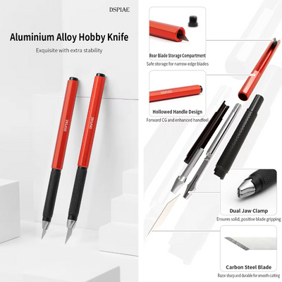 Aluminium Alloy Hobby Knife By DSPIAE มีดอาร์ทไนฟ์ ด้ามอลูมิเนียม พร้อมใบมีด รุ่น AT-DK Dspiae